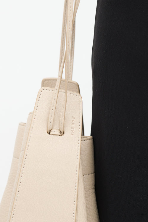 The Row Beige Leather Drawstring Pouch Bag