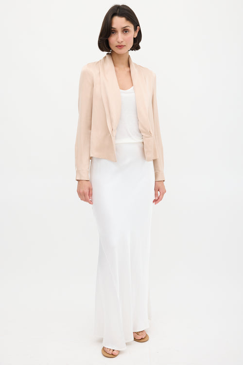 The Row Pink Silk Shawl Collar Top