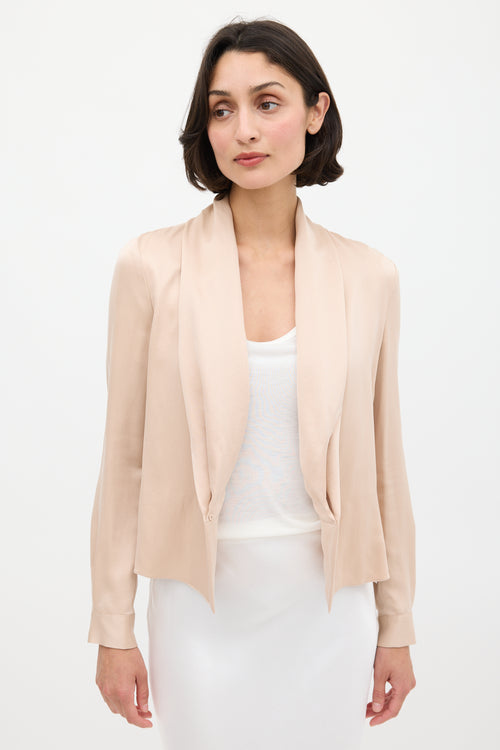 The Row Pink Silk Shawl Collar Top