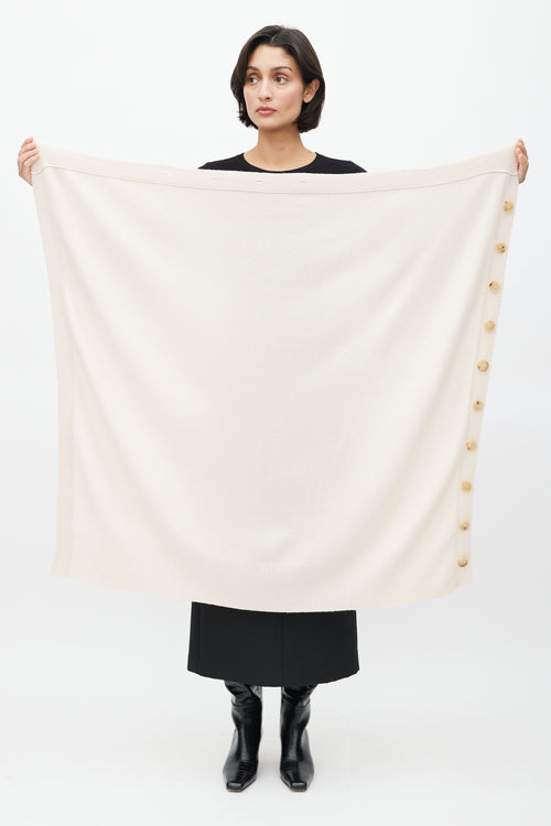 The Row Beige Wool Button Cape