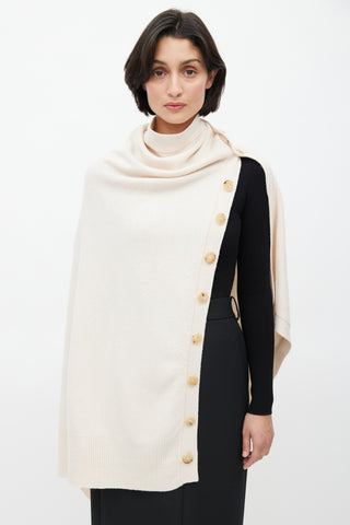 The Row Beige Wool Button Cape