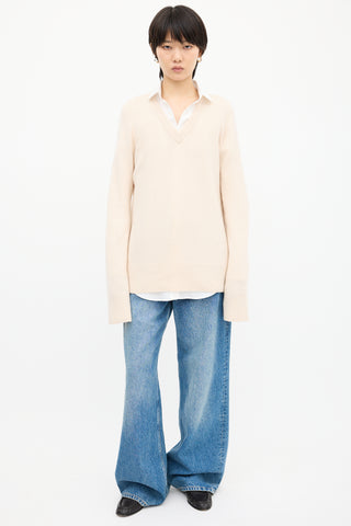 The Row Cream Wool 
Cashmere Davion Sweater