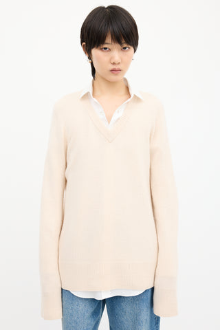 The Row Cream Wool 
Cashmere Davion Sweater