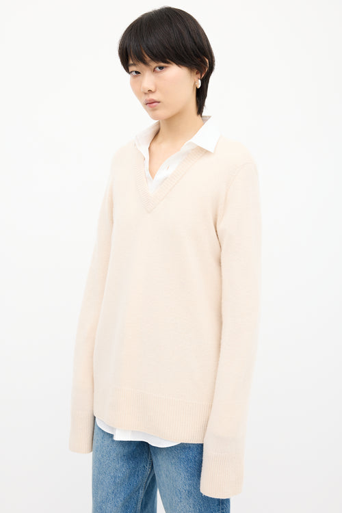 The Row Cream Wool 
Cashmere Davion Sweater