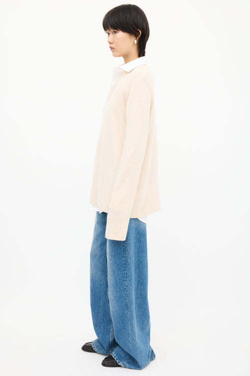 The Row Cream Wool 
Cashmere Davion Sweater