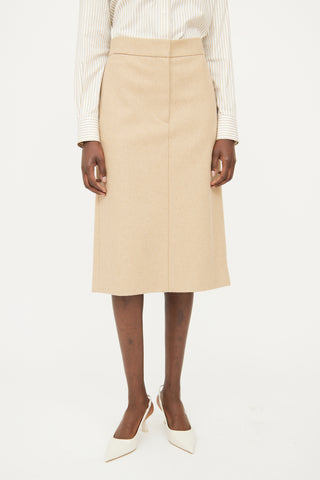 Beige Wool Pencil Skirt The Row