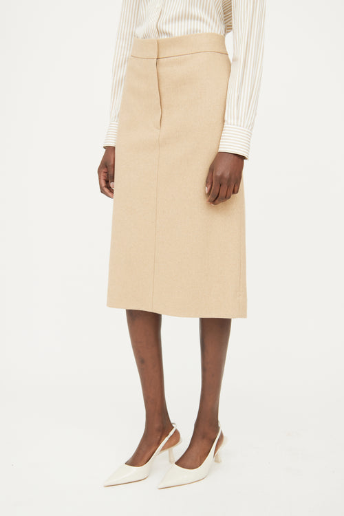 Beige Wool Pencil Skirt The Row