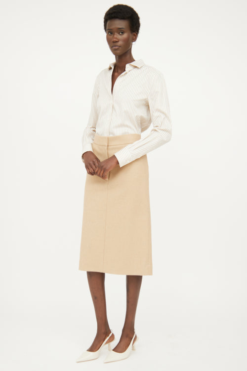 Beige Wool Pencil Skirt The Row