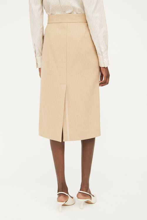 Beige Wool Pencil Skirt The Row