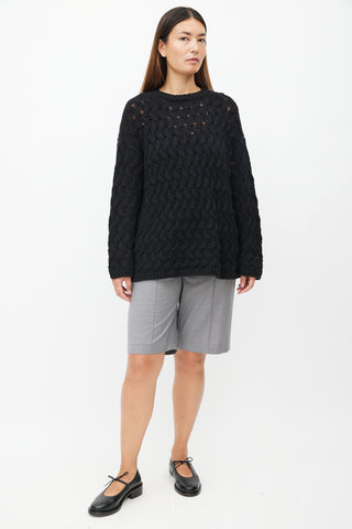 The Row Black Cableknit Cashmere Sweater