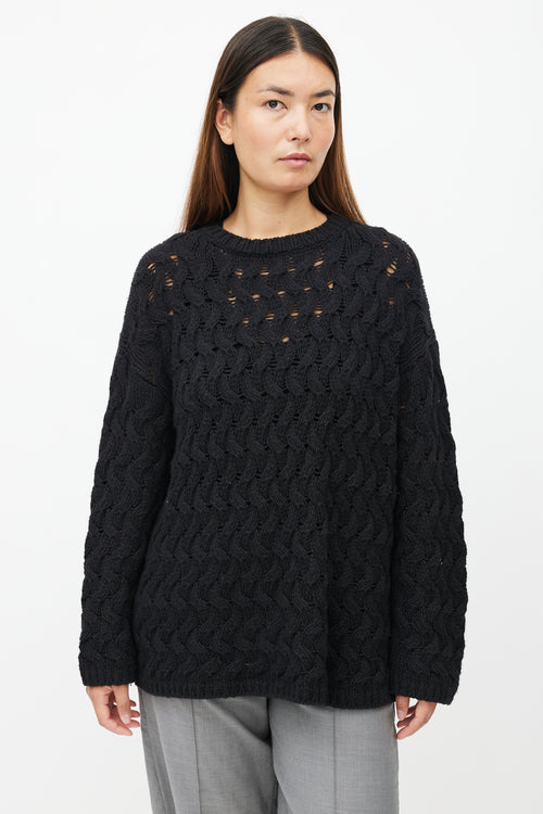 The Row Black Cableknit Cashmere Sweater