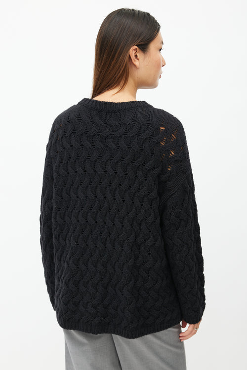 The Row Black Cableknit Cashmere Sweater