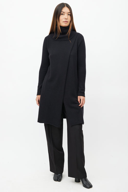 The Row Black Cashmere Knit Sweater Dress