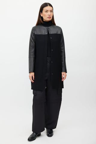 The Row Black Cashmere Leather Coat