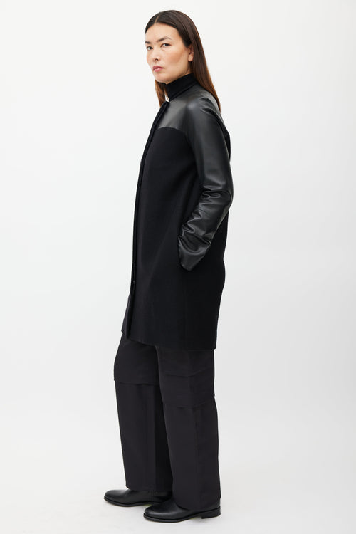 The Row Black Cashmere Leather Coat