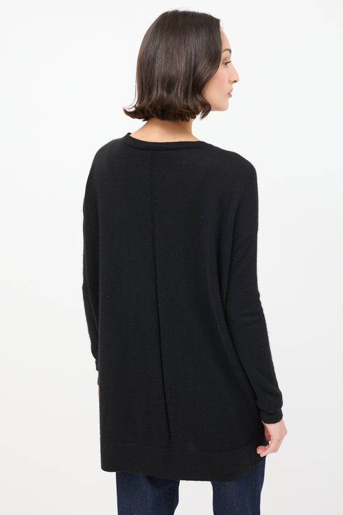 The Row Black Cashmere 
Silk Knit V-Neck Top