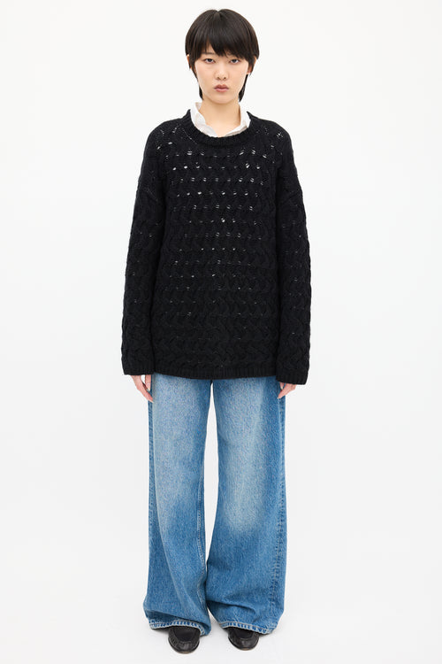 The Row Black Cashmere 
Silk Sweater