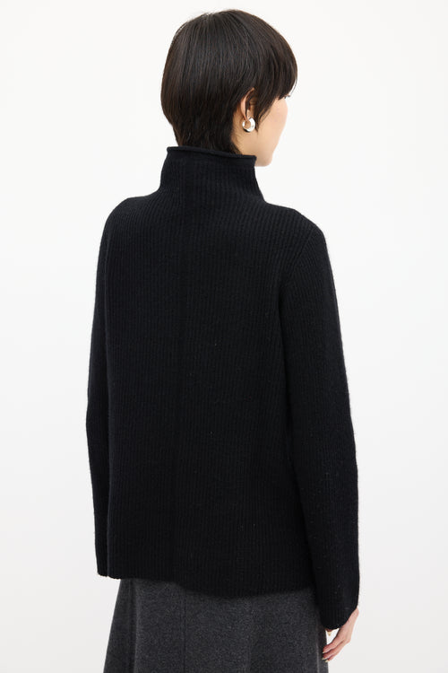 The Row Black Cashmere 
Wool Mock Sweater