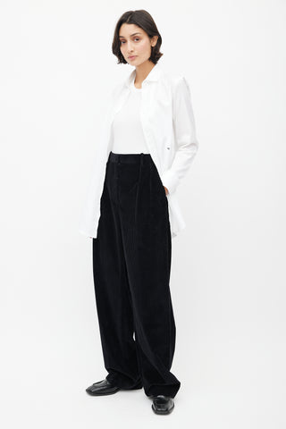 The Row Black Corduroy Pleated Trouser