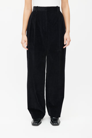 The Row Black Corduroy Pleated Trouser