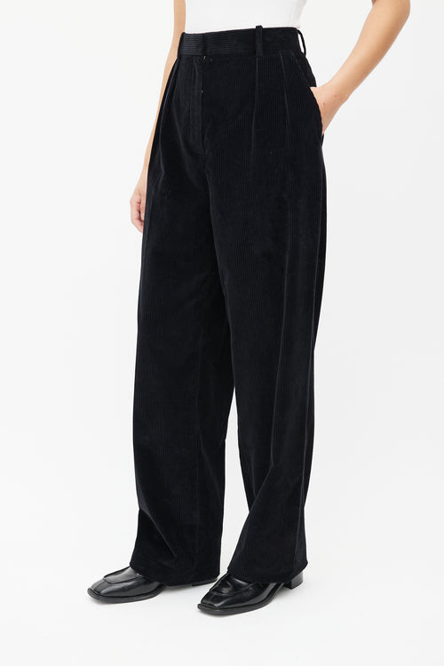 The Row Black Corduroy Pleated Trouser