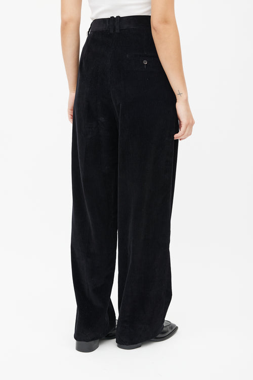 The Row Black Corduroy Pleated Trouser