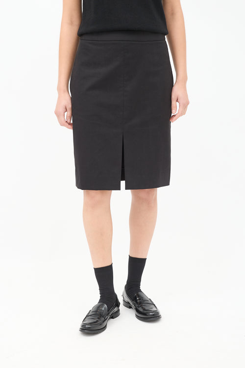 The Row Black Cotton 
Cashmere Benson Pencil Skirt