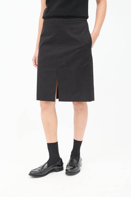 The Row Black Cotton 
Cashmere Benson Pencil Skirt