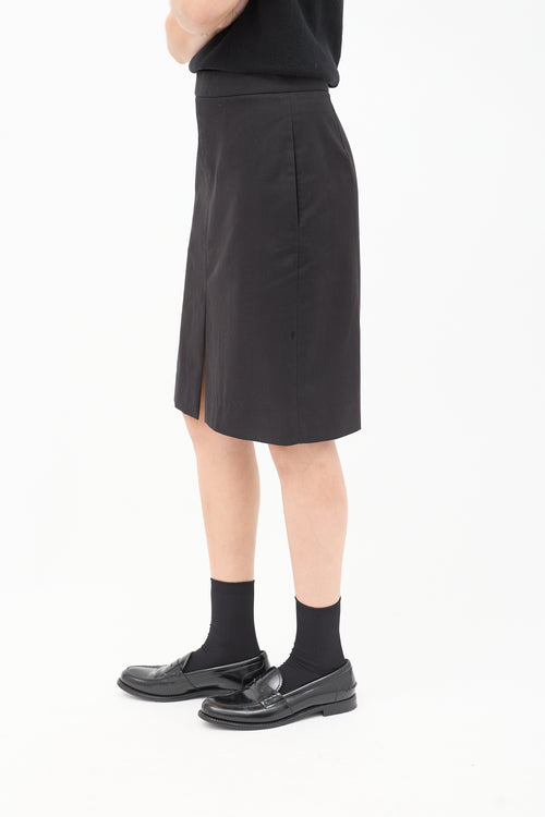 The Row Black Cotton 
Cashmere Benson Pencil Skirt