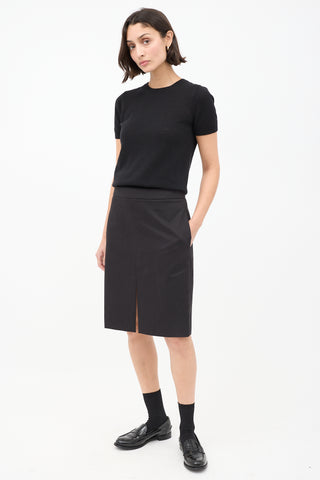 The Row Black Cotton 
Cashmere Benson Pencil Skirt