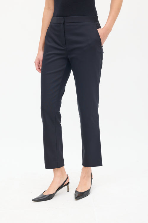 The Row Black Cotton 
Nylon Slim Pintuck Trouser