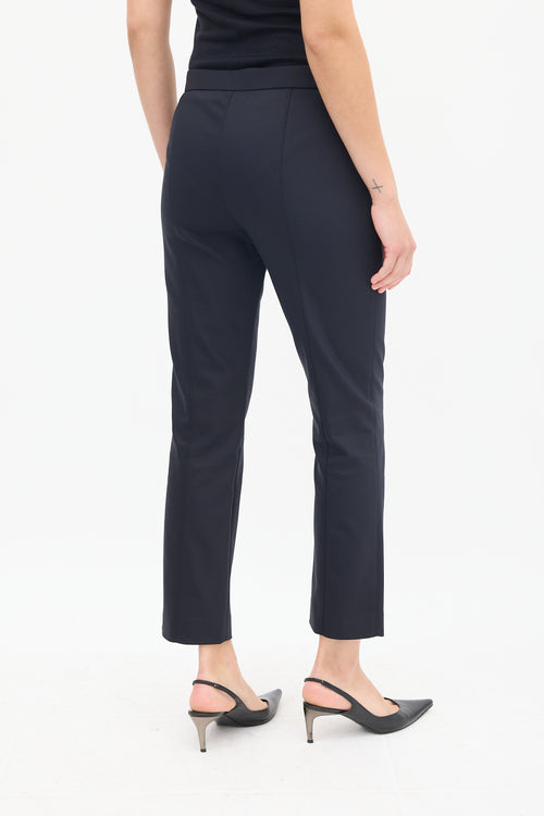 The Row Black Cotton 
Nylon Slim Pintuck Trouser