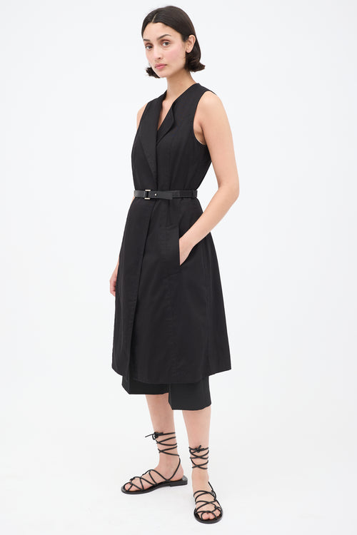 The Row Black Gabardine Belted Vest