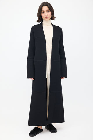 The Row Black Knit 
Woven Ariane Coat