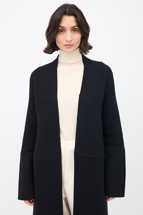 The Row Black Knit 
Woven Ariane Coat