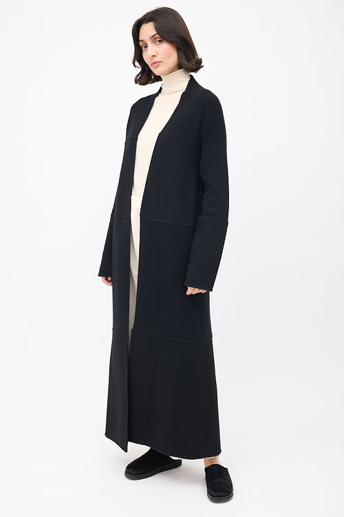 The Row Black Knit 
Woven Ariane Coat