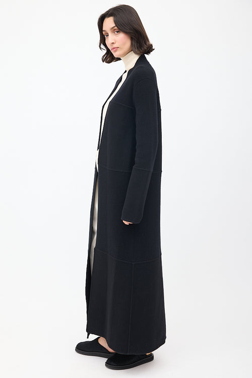 The Row Black Knit 
Woven Ariane Coat