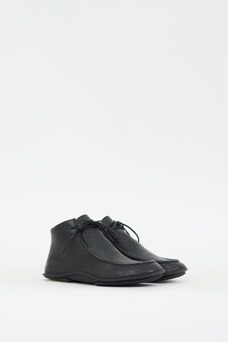 The Row Black Leather Car Shoe Derby Boot