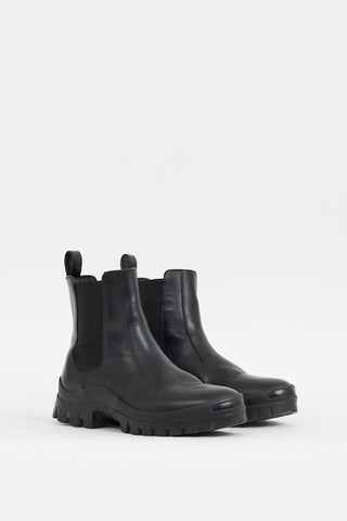 The Row Black Leather Greta Chelsea Boot