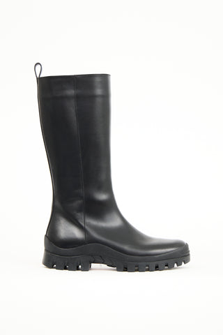 The Row Black Leather Greta Moto Boot