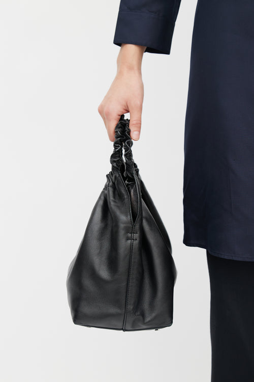 The Row Black Leather Medium Double Circle Bag