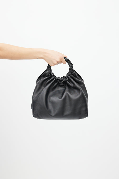 The Row Black Leather Medium Double Circle Bag