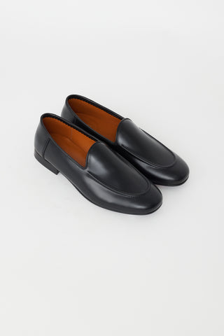 The Row Black Leather Loafer