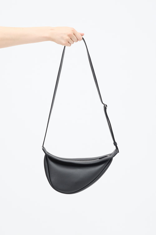 Black Leather Small Slouchy Banana Bag