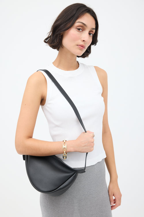 The Row Black Leather Small Slouchy Banana Bag