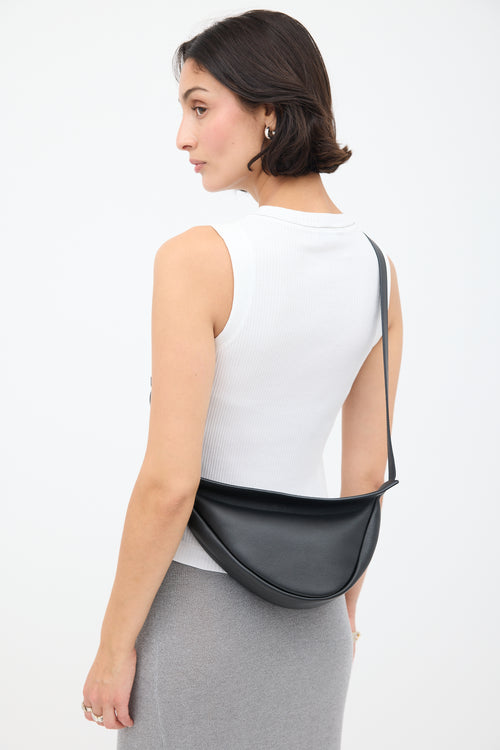 The Row Black Leather Small Slouchy Banana Bag