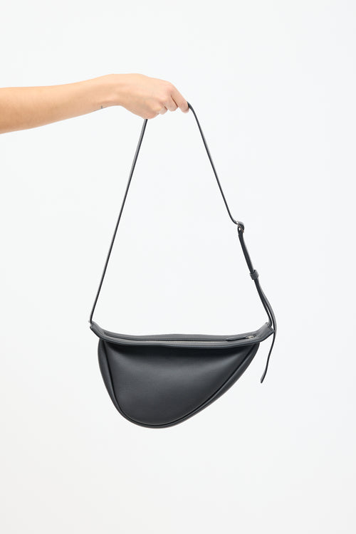 The Row Black Leather Small Slouchy Banana Bag