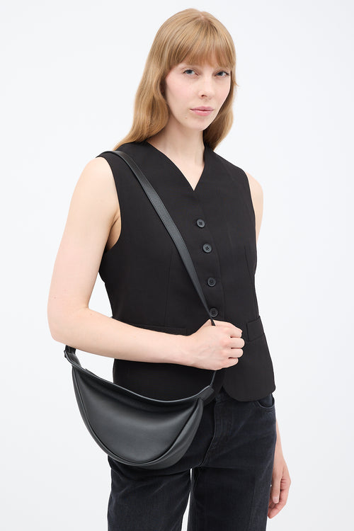 Black Leather Small Slouchy Banana Bag