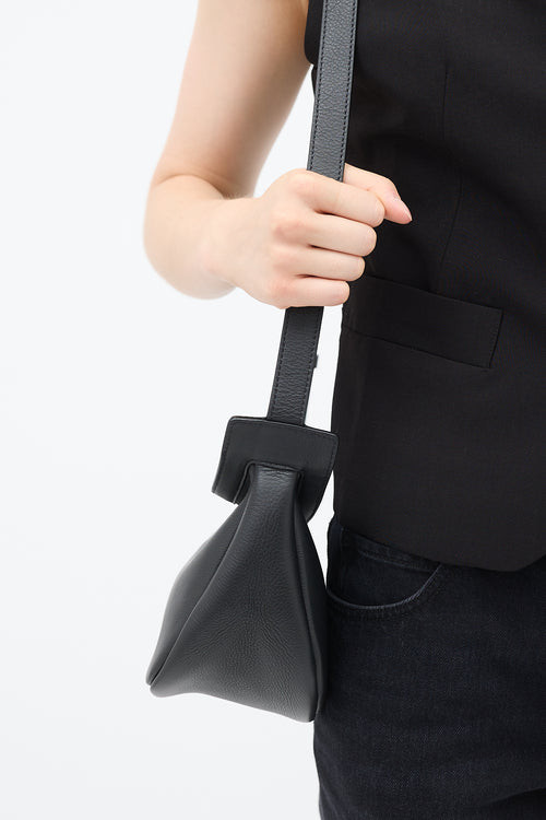 Black Leather Small Slouchy Banana Bag