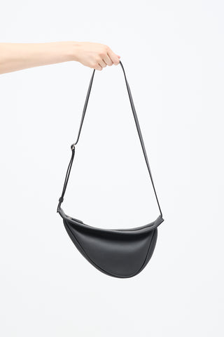 Black Leather Small Slouchy Banana Bag